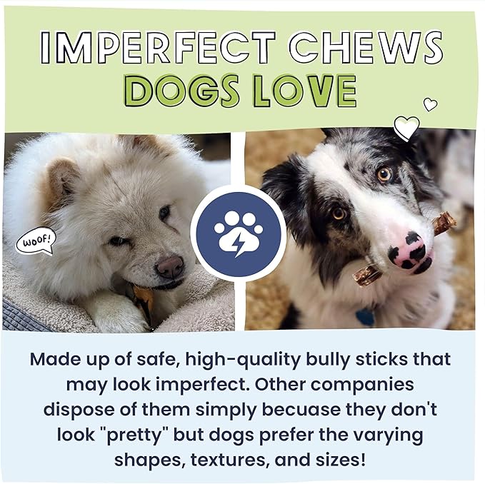 Pawstruck Natural Bizarre Bully Sticks Bargain Bag for Dogs & Puppies - Variety Pack of 5-7" Long Lasting Eco-Conscious Beef Chew Treats - 8 oz. Bag - Packaging May Vary