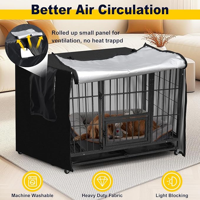 DEROFIT Dog Crate Cover for 49 Inches Wire Cage, 49L x 31W x 33H inch Heavy Duty Lattice Pet Kennel Covers for Medium Medium and Large Metal Crate, Heavy Duty Oxford Fabric, Machine Wash