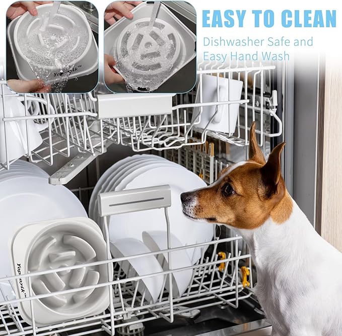 Slow Feeder Dog Bowls for Healthy Eating, Non-Slip and Anti-Choking Design, Reduces Bloating & Overeating for Small & Medium Dogs and Cats, Easy to Clean