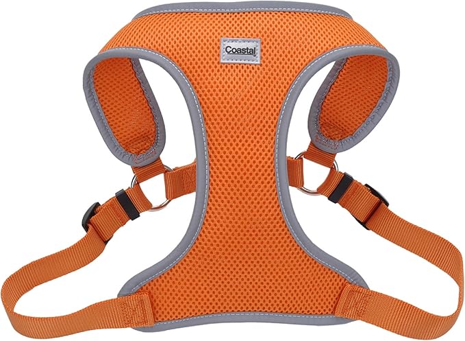 Coastal Pet Comfort Soft Reflective Wrap Adjustable Dog Harness - No-Pull Dog Harness for Small & Large Dogs - Sunset Orange - 5/8" x 19"–23"