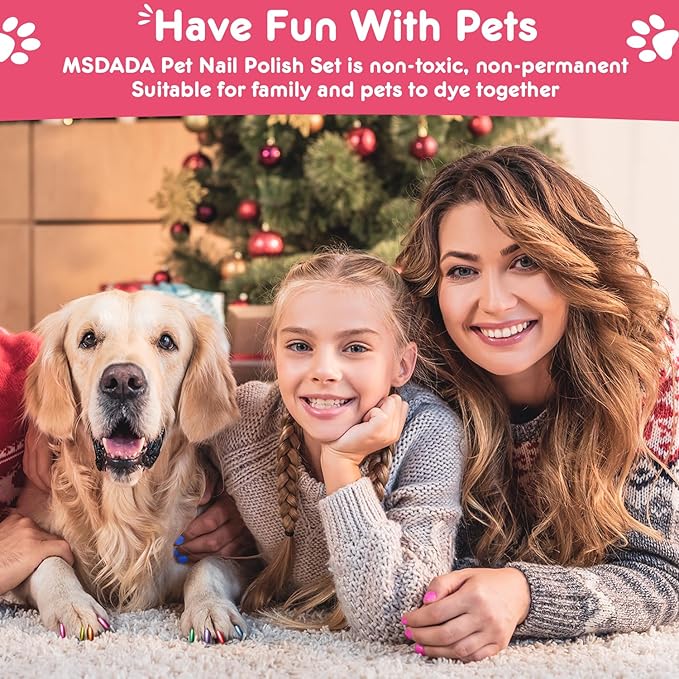 MSDADA 12-Color Quick-Dry Dog Nail Polish Kit Safe Polish Pens for Puppy Nail Art & Paw Care Easy-Apply, Odorless Formula for Dogs & Cats, for Pet Lovers