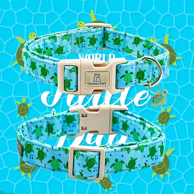 Lionheart glory Dog Collar Blue Sea Turtles Dogs Collar Spring Summer Cute Collars Dog Boy or Girl Soft Durable Adjustable Dog Collars for Medium Dogs Pet Gift