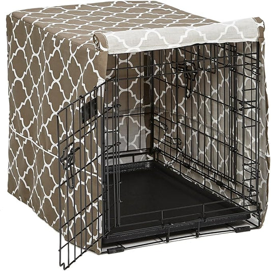 MidWest Homes for Pets Dog Crate Cover, Privacy Dog Crate Cover Fits Midwest Dog Crates, Crate Cover Only; Machine Wash & Dry; Brown Geo Print; 24 inch