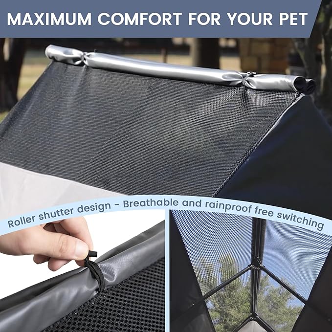 42” Durable Dog House Cover - Waterproof & UV-Resistant 600D Oxford Fabric Canopy for Outdoor Kennels - Cover Only, Fits 36"x30"x44" Houses - Protective Large Breed Shelter Top - Cool Grey