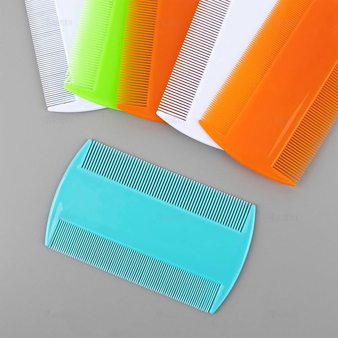 AUEAR, 12 Pack Plastic Pet Comb Flea Lice Dog Cat Double Sided Fine Tooth Hair Grooming 4 Colors