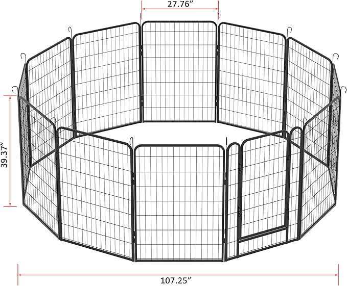Metal Dog Playpen Outdoor, 40" Height 8 Panels Pet Kennel Crate for Puppy/Small/Medium Dogs, Heavy Duty Metal Playpen with Door, Indoor Portable Dog Fence Pet Exercise Pen for Yard RV Camping