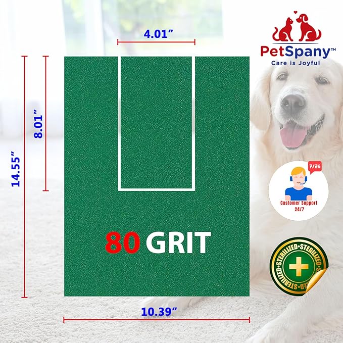 4 PCS Premier Self-Adhesive Sandpaper14.55x10.39 inch, 80 Grit – Dog Nail Scratch Pad Replacement Paper –Sandpaper for Dog Nail Scratch Board with Treat Box (Green)