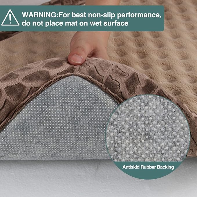 Dog Crate Pad 48x30 inch Memory Foam Large Dog Kennel Bed Soft Flannel Washable Anti Slip Puppy Sleeping Mat,Brown