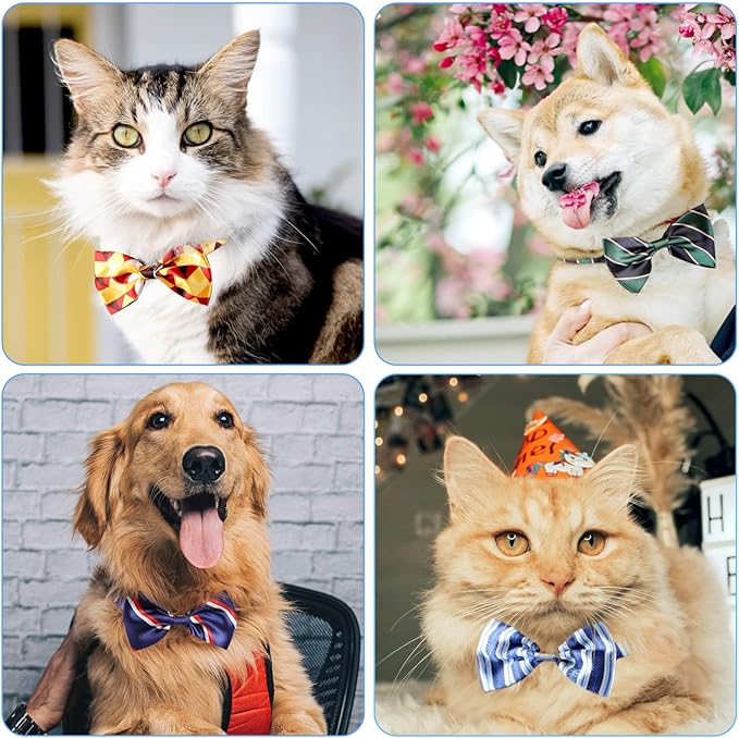 Segarty Dog Bow Ties, 6 PCS Pet Neck Bows, Bulk Pet Bowties with Adjustable Collar, Grooming Bowknot for Holiday Birthday Valentine Christmas Party Dog Photography Accessories Gift for Puppy Cat Dogs
