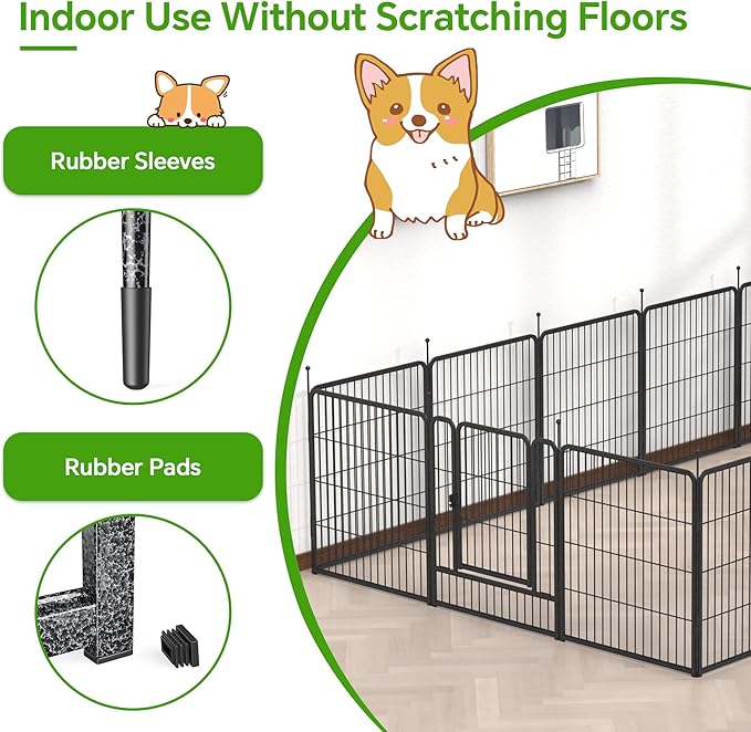 Mr IRONSTONE Dog Playpen with Anti-Rust Coating – 32" Height 16 Panels Portable & Foldable Indoor/Outdoor Pet Fence for Large, Medium, or Small Dogs – Durable Exercise Pen