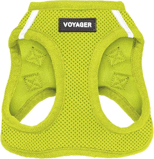 Voyager Step-in Air Dog Harness - All Weather Mesh, Reflective, No Pull Harness for Small, Medium Dogs, Cats - Secure with Hook & Loop Fastener, Buckle, Double D-Rings - Lime Green, XXS