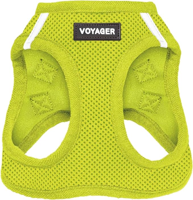 Voyager Step-in Air Dog Harness - All Weather Mesh, Reflective, No Pull Harness for Small, Medium Dogs, Cats - Secure with Hook & Loop Fastener, Buckle, Double D-Rings - Lime Green, L