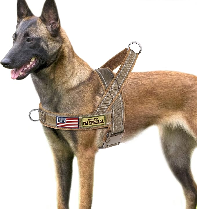 PET ARTIST Soft Flannel Padded No Pull Dog Tactical Harness for Medium Large Dog,Quick Fit Reflective Strip Escape Proof Dog Vest Harness