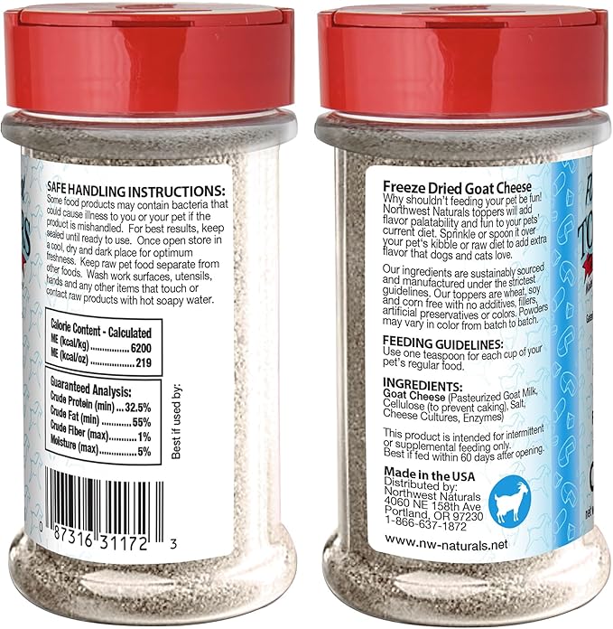 Northwest Naturals Freeze-Dried Goat Cheese Functional Topper - for Dogs & Cats - Healthy, 1 Ingredient, Human Grade Pet Food, All Natural - 4.5 Oz (Pack of 1)