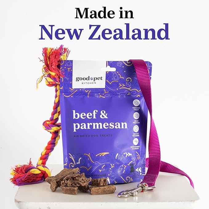 Pet Treats, Air-Dried, Natural, Limited Ingredient Dog Treat, Free Range, Grain Free Dog Treats, Toppers, Snacks, Beef & Parmesan 2.8 oz