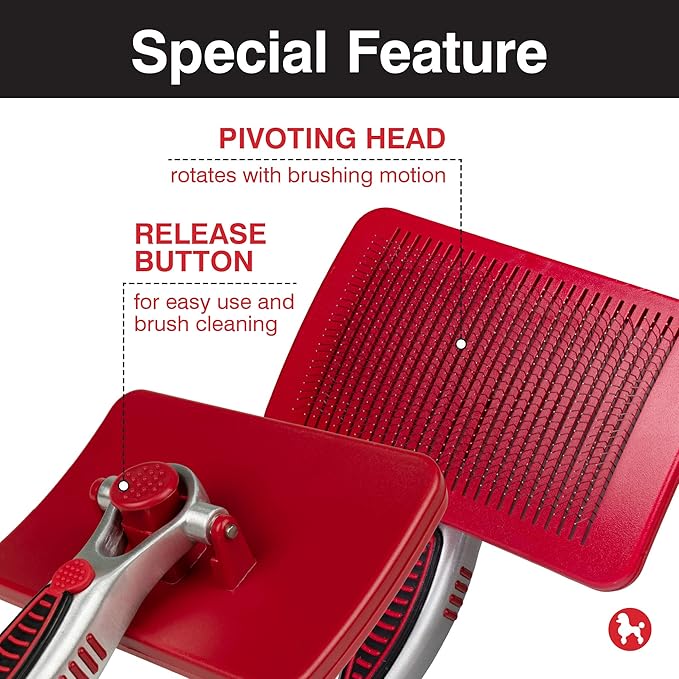 CHI Pivoting Slicker Brush - Self Cleaning and High End for Grooming Large Dogs