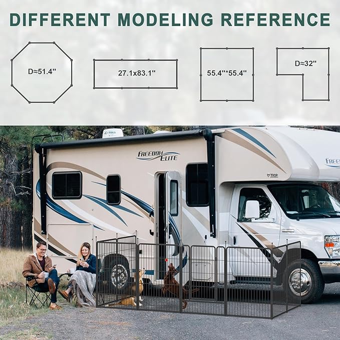 Musen Dog Playpen Indoor Outdoor, 8 Panels Dog Pen 40" Height Dog Fence Exercise Pen with Doors for Large/Medium/Small Dogs, Portable Pet Playpen for Yard, RV, Camping