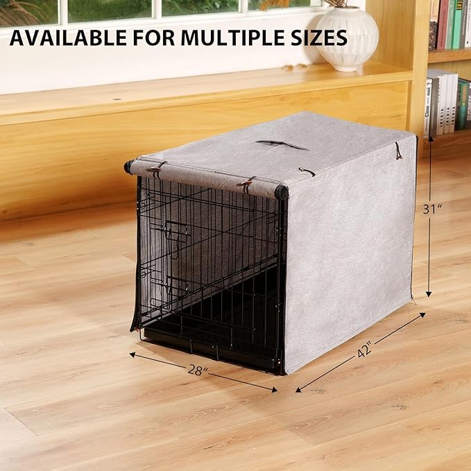 Dog Crate Cover, 600D Oxford Crate Cover for Wire Dog Crate, Ventilated Pet Kennel Cover Fits for 42 Inches Dog Crate, Grey (Cover Only)