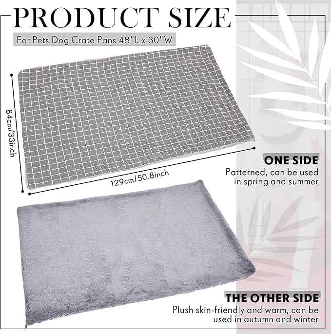 Dog Crate Pan Cover Dog Bed Cover Washable Dog Crate Liner for Pets Dog Crate Tray, Pan Cover Only, Fit for 51 x 33 Inch (Grid)