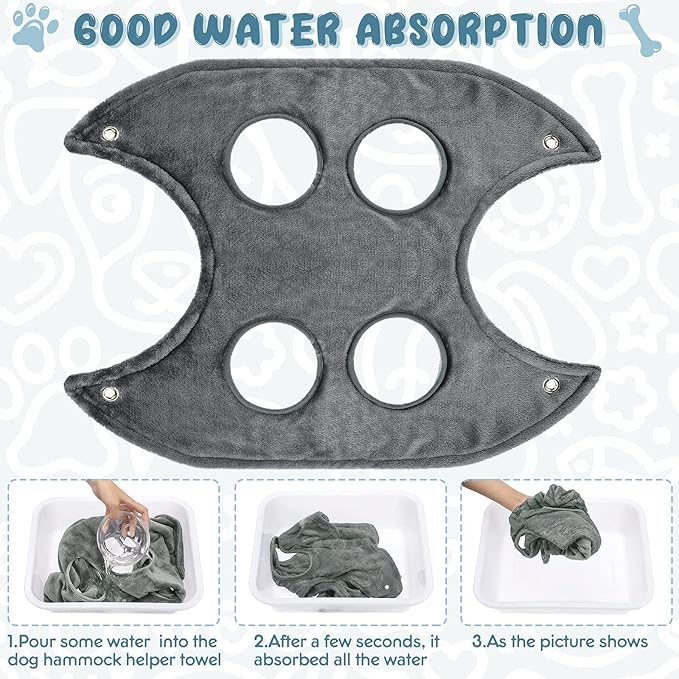 Shappy Dog Grooming Hammock Harness Pet Hammock Helper Towel Dog Restraint Bag Cat Grooming Sling Holder for Nail Trimming Clipping Bathing Washing(Middle,Gray)