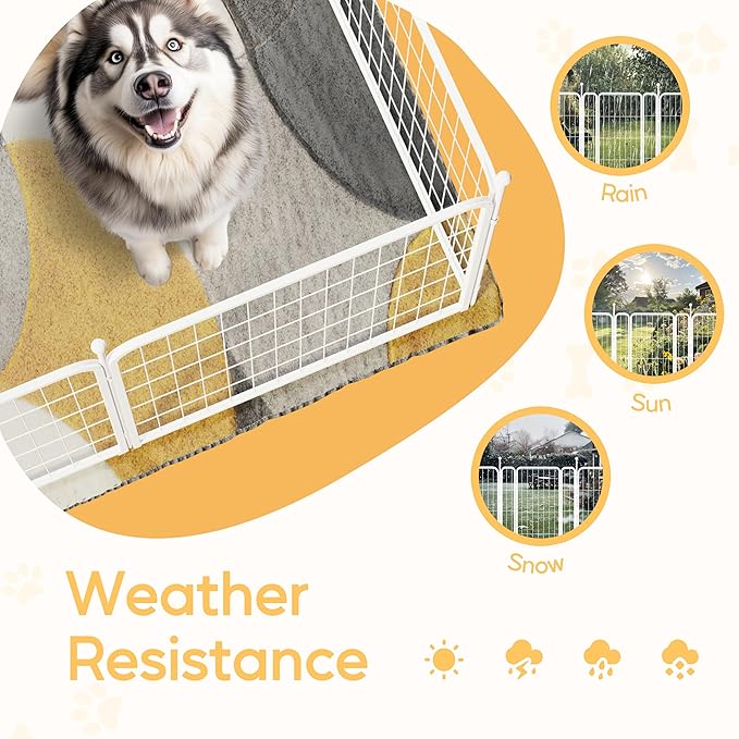 Dog Playpen 40 Inch 8 Panels, Heavy Duty Metal Pet Playpen Indoor Outdoor for Camping, Yard, RV, Garden Fence, Privacy Patio, White