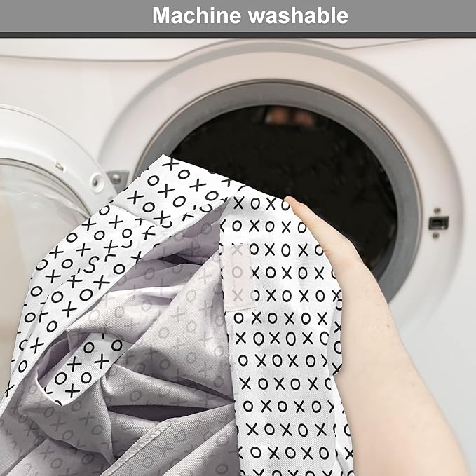 Ambesonne XOXO Dog Crate Cover, Simplistic and Monochrome Design of Letters X and O Modern Art Print, Easy to Use Pet Kennel Cover for Medium Large Dogs, 48 Inch, Grey Charcoal