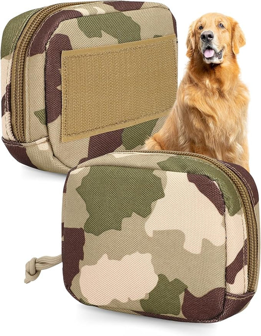 2 Pack Molle Pouches for Dog Harness - Tactical Dog Pouch for Dog Backpack Harness - Dog Saddle Bag Tactical Dog Gear - Tactical Dog Harness Bag for Carrying Treats, Poop Bags, Keys & More (Tan Camo)