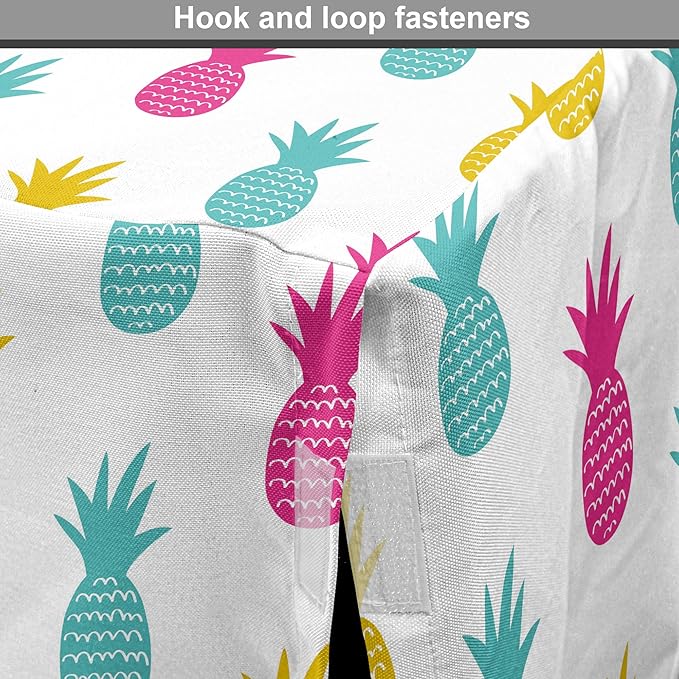 Lunarable Yellow Pineapple Dog Crate Cover, Rhythmic Ananas Fruits in Colorful Design Summer Tropical Concept, Easy to Use Pet Kennel Cover for Medium Large Dogs, 42 Inch, Turquoise Hot Pink