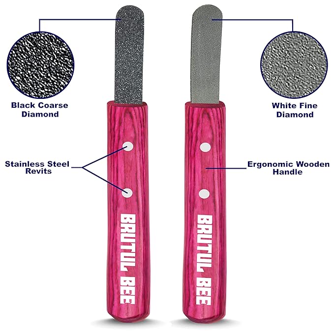 Brutul Bee Stripping Metal Stone Diamond Edged for Dogs, Cats & Pets with Wooden Handle (PINK)
