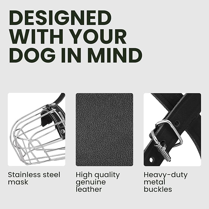 BRONZEDOG Dog Muzzle Wire Basket Metal Mask for Small, Medium and Large Dogs, Breathable, Dog can Drink, Adjustable, Padded, Training, Prevents Biting (Size 5: Belgian Malinois & Golden Retriever)