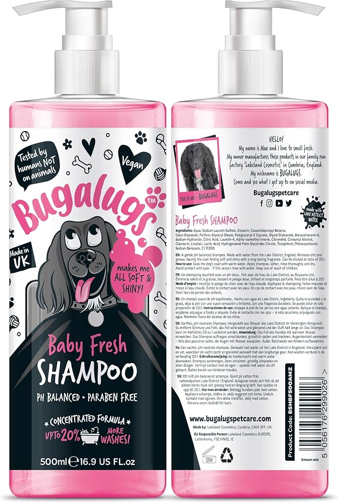 Baby Fresh Dog Shampoo 16.85 FL Oz - Grooming Product for Smelly Dogs With Baby Powder Scent - Best Puppy Shampoo, Conditioner, Vegan and Professional Pet Shampoo