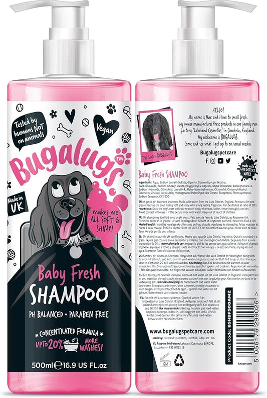 Baby Fresh Dog Shampoo 16.85 FL Oz - Grooming Product for Smelly Dogs With Baby Powder Scent - Best Puppy Shampoo, Conditioner, Vegan and Professional Pet Shampoo