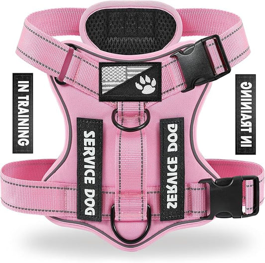 Demigreat Service Dog Harness, Reflective Dog Vest Harness with 5 PCS Patches, Adjustable Soft Oxford Pet Harness, Inner Layer Mesh, Easy to Control for Small Medium Large Dogs