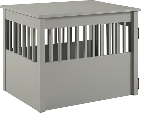 BarkWood Large Pet Crate End Table - Grey Finish
