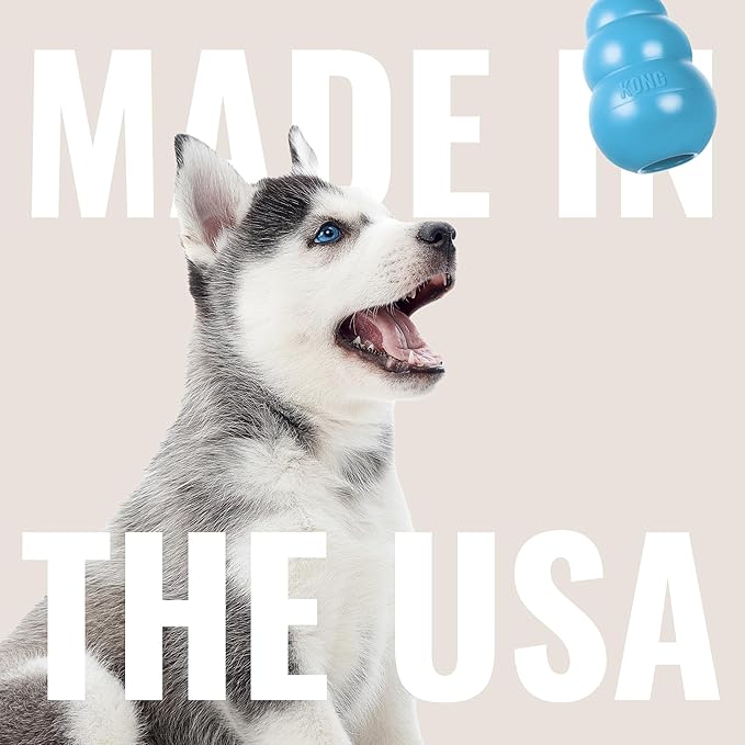 KONG Puppy - Natural Teething Rubber Chew Toy for Dogs - Stuffable Dog Toy for Extended Playtime - Chew & Fetch Toy for Puppies - for XS Puppies - Blue