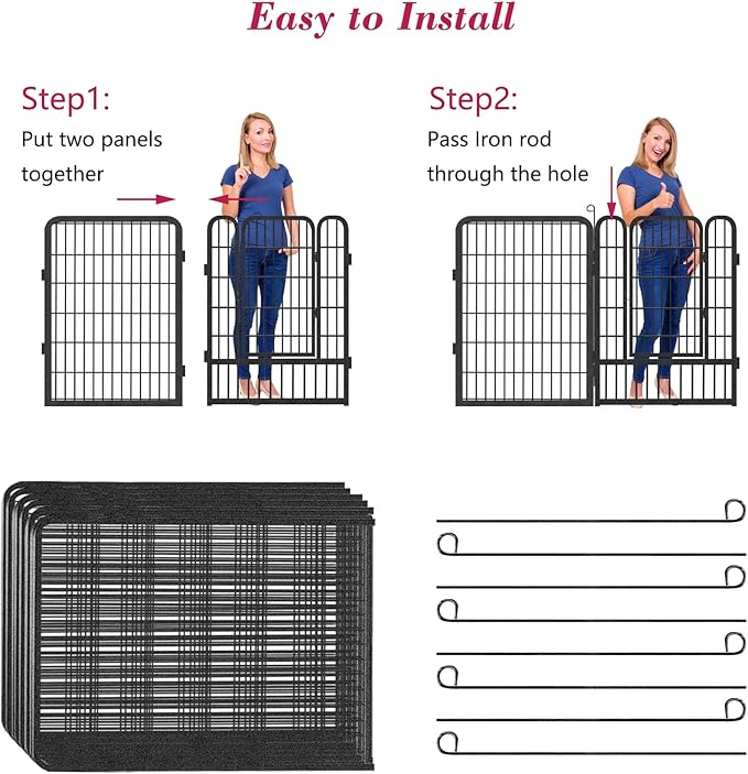 Dog Playpen, 40 inch Height 24 Panels Heavy Duty Dog Fence Pet Playpen with Door, Anti-Rust Dog Exercise Pen with Lock, Portable Pet Fence Outdoor for Yard RV Camping