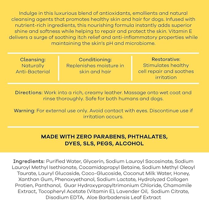 Heavenly Dog Shampoo & Body Wash - Anti-Itch - Dog Shampoos - pH Balanced Conditioning Dog Bath Blend with Collagen, Aloe, Coconut Milk, Vitamin E - Soothe Itchy Skin & Coat - 13.5oz