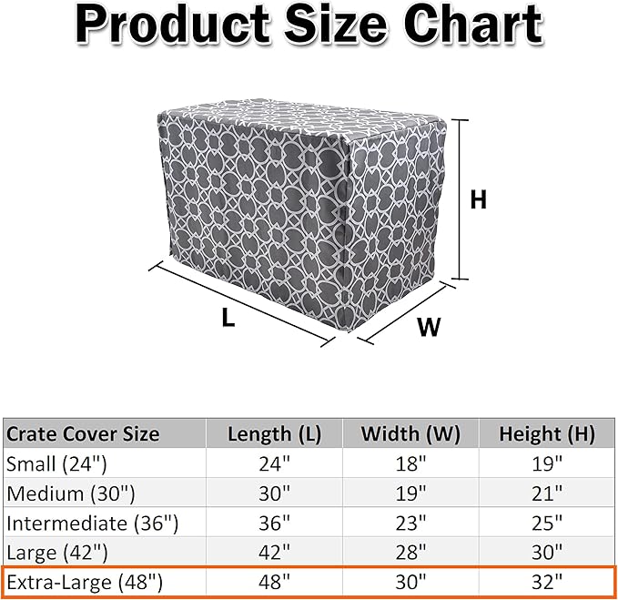 Dog Crate Cover 48 Inch | Pet Kennel Cover Fits Most Standard 1 to 3-Door Wire Dog Crates | Liquid Repel, Wrinkle Less, Machine Wash & Dry | Stylish Fabric Pattern for Home Decor