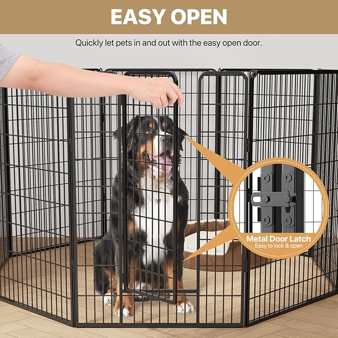 MoNiBloom Dog Playpen Outdoor, 47" Height 8 Panels Heavy Duty Metal Dogs Pen for Large/Medium/Small Animals Pet Exercise Pen for RV Camping Yard