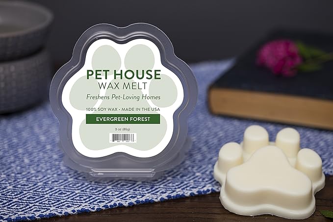 One Fur All Pet House Wax Melts, Evergreen Forest Long-Lasting, Scented Wax Melts Natural Pet Odor Solution for A Fresh Smelling Home, Pet-Friendly Plant Based, Soy Wax Melt, 3 OZ Each, Pack of 2