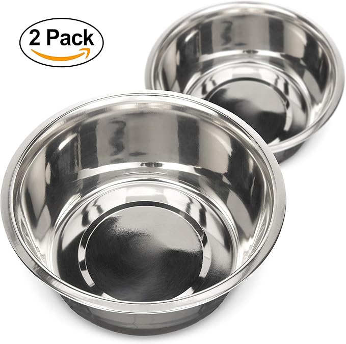 Neater Pet Brands Stainless Steel Dog and Cat Bowls (2 Pack) Neater Feeder Large Deluxe Extra Replacement Bowl (Metal Food and Water Dish) (9 Cup)
