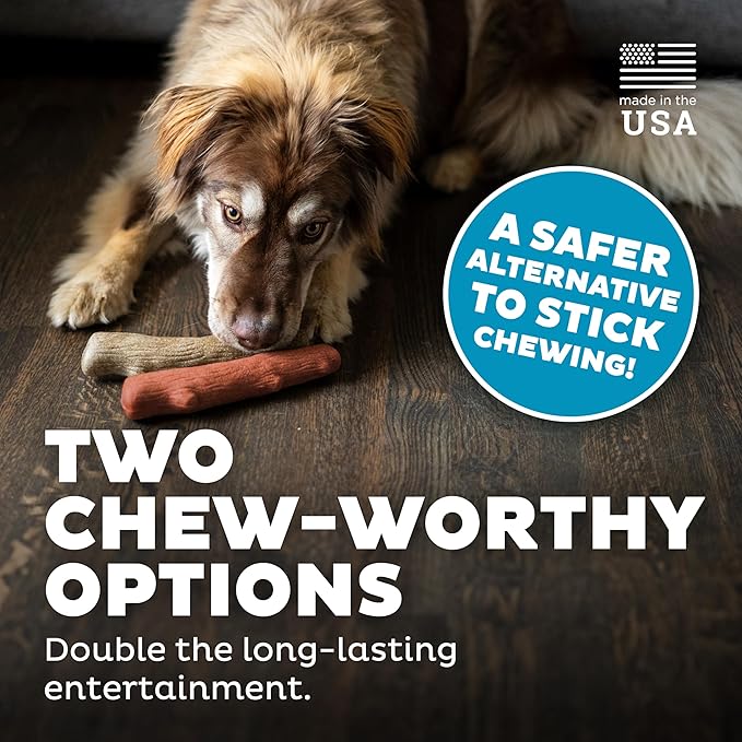 Petstages Dogwood Durable Dog Chew Toys, Real Wood & Mesquite, 2-Pack, Medium