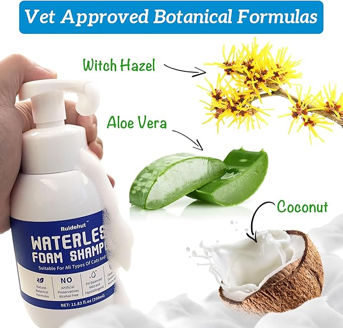 Dog Dry Shampoo - No Rinse Dog & Puppy Shampoo - Cleans, Deodorizes, Condition, and Smoothes Coat - Formulated to be Gentle for All Furry Pets - 11.83 oz (Large Size)