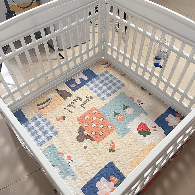 Dog Playpen Mat Crate Mat Puppy Pads, Lovely Dog Crate Pad, Anti-Slip Bottom,[PLAYPEN NOT Included !!!] Waterproof Reusable Whelping Playpen Crate Reusable Washable Pet Mattress Pads Pet Training Pads