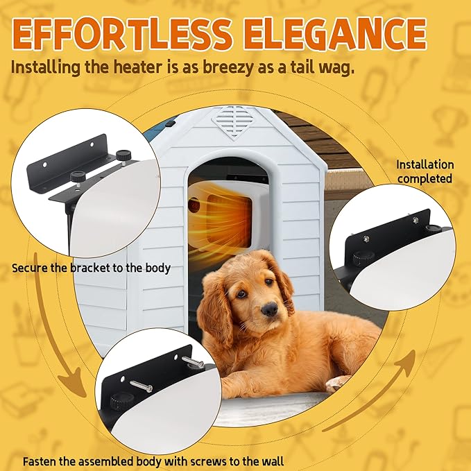 Pet House Heater with Thermostat - 2 Heating Modes (200/400W), 6FT Anti Chew Cord, Overheat Protection - Ideal for Dog Houses, Chicken Coops, Rabbits - Cover Up To 105sft