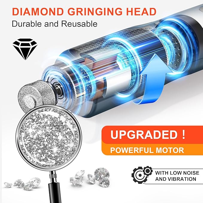 7-Speed 360° LED Strong Light Dog Nail Grinder Quiet Cat Nail Grinder Dog Nail Trimmers for Large Medium Small Dogs Cats Pets Claw Trimmer Quick Dog Nail Clipper