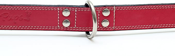 Premium Leather Collars with Stainless Steel Buckles (21"-24", Pink)