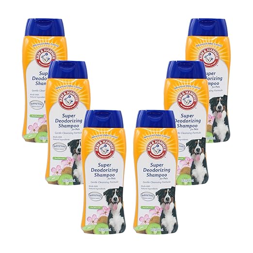 Arm & Hammer for Pets Super Deodorizing Shampoo for Dogs | Best Odor Eliminating Dog Shampoo | Great for All Dogs & Puppies, Fresh Kiwi Blossom Scent, 20 oz, 6-Pack
