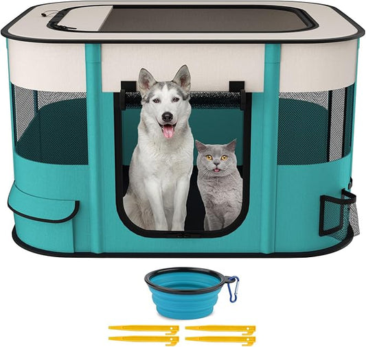 NOCOEX Foldable Playpen for Dogs & Cats, Portable Dog Crates Pet Kennel Tent Fence, Puppy playpen Indoor, Outdoor Travel Use Camping with Carrying Case for Small Medium Dogs,Cats,Animals,Rabbits