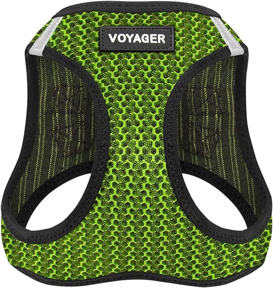 Voyager Step-in Air Dog Harness - All Weather Mesh, Reflective, No Pull Harness for Small, Medium Dogs, Cats - Secure with Hook & Loop Fastener, Buckle, Double D-Rings - Lime Green 2-Tone, L